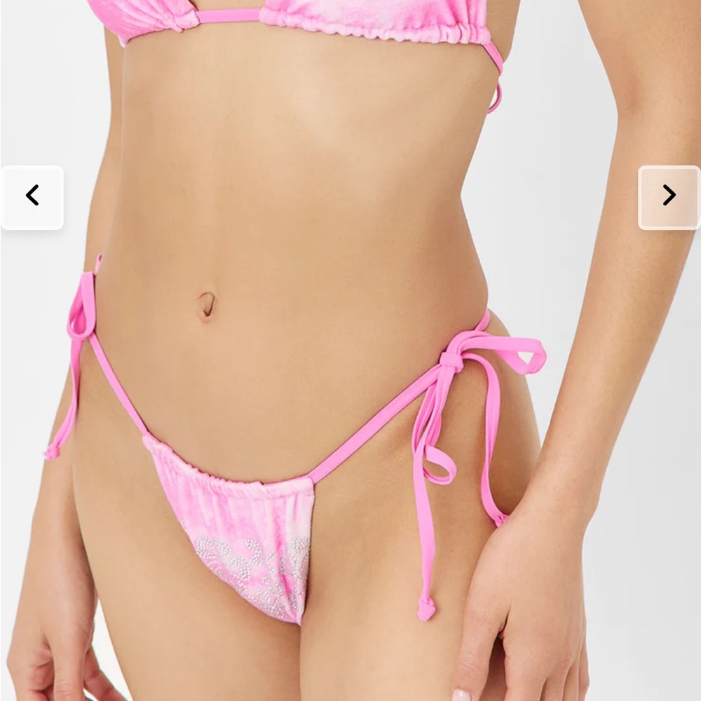 Frankie’s bikini Tia Terry String Bikini Bottom - Distorted Pink Dye  Skimpy NWT